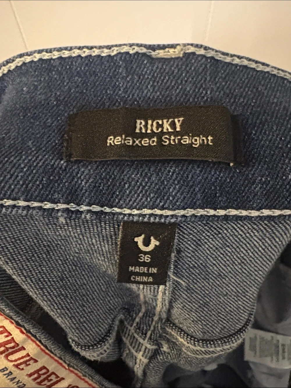 True Religion Men's Straight Leg Jeans in Dark Blue Wash